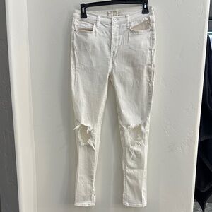 Free People White Distressed Skinny Jeans